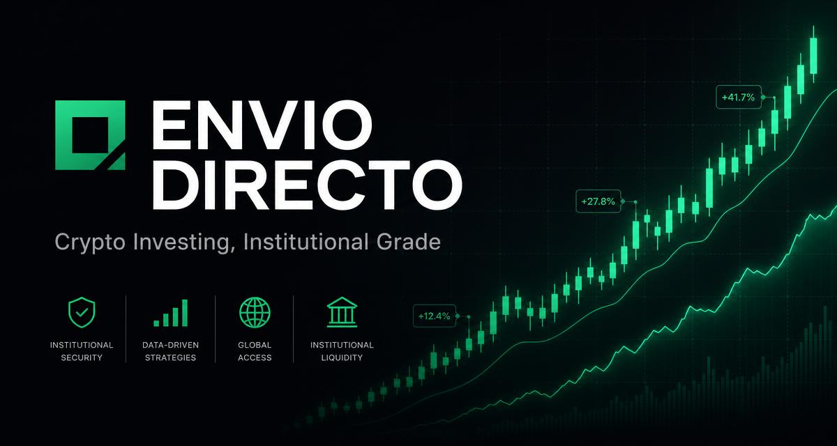 ENVIO DIRECTO crypto investing banner with rising market charts